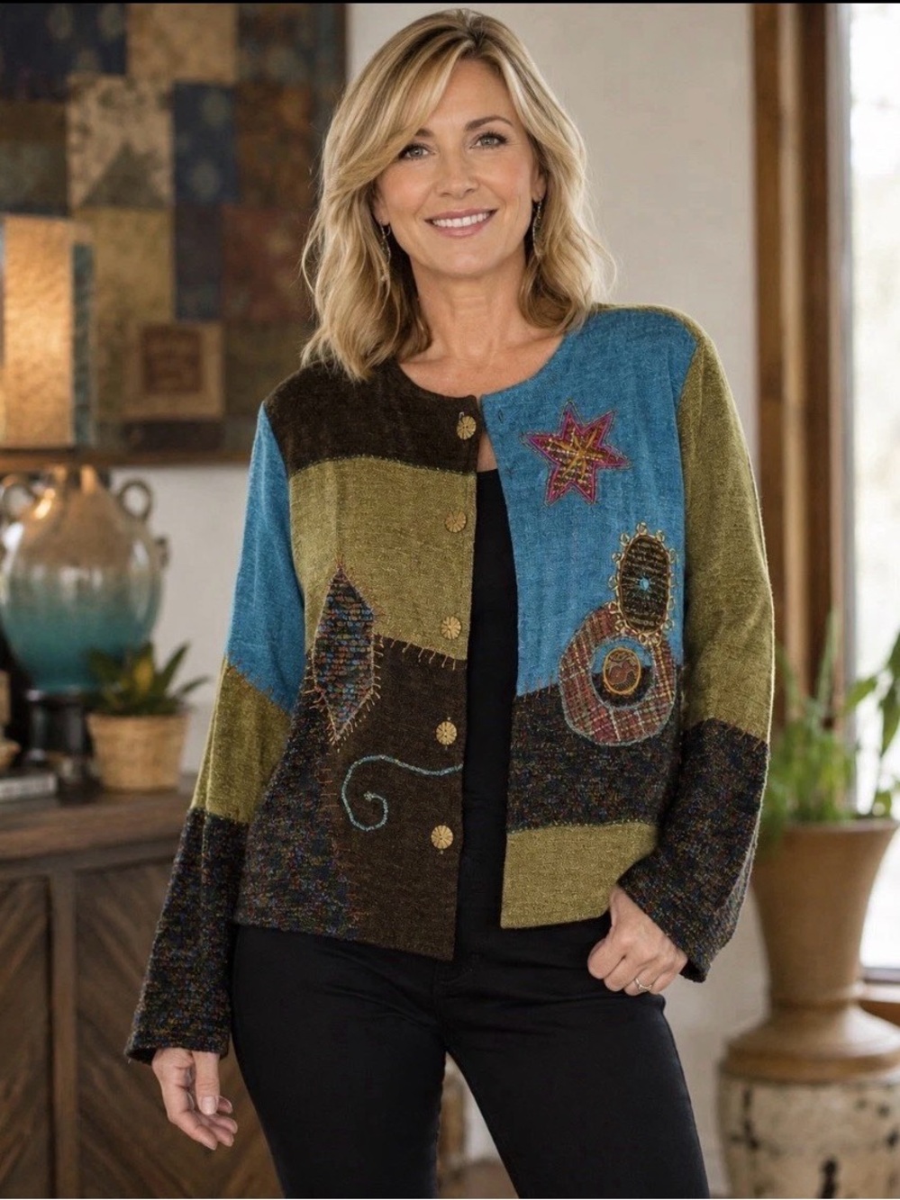 Women’s Medium Jacket Daniel K L Colorful Embroidered lined Beaded